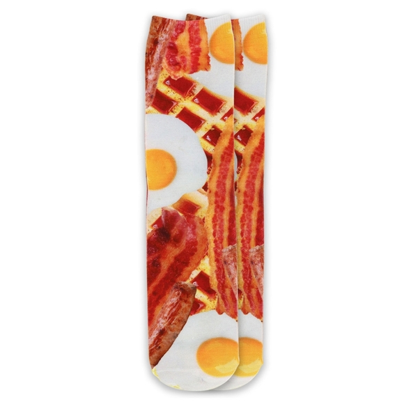 Socks Sox Breakfast Two Left Feet Co. Unisex Eggs Waffles Bacon Cook Chef - Picture 3 of 4